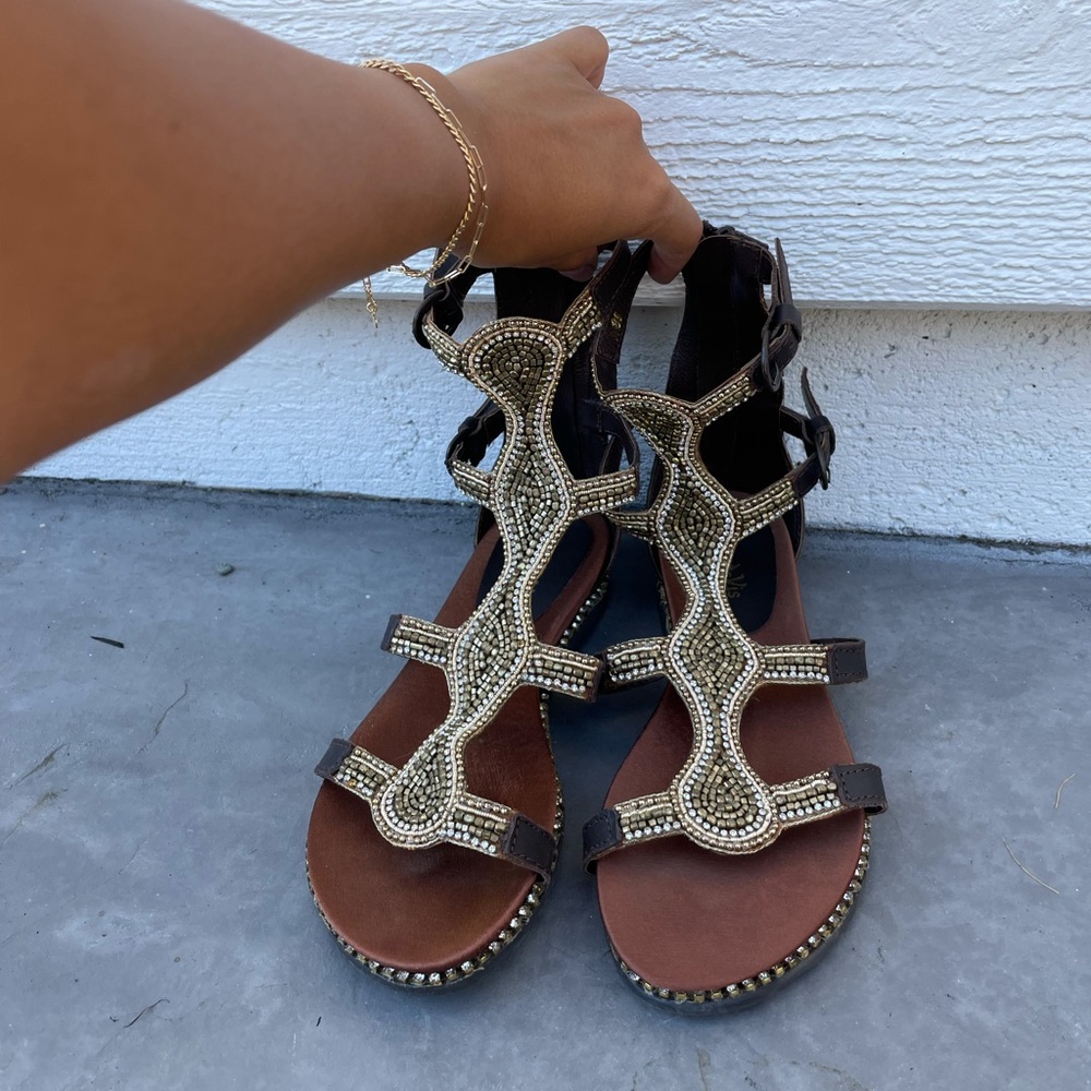 Embellished sandals crafted in India